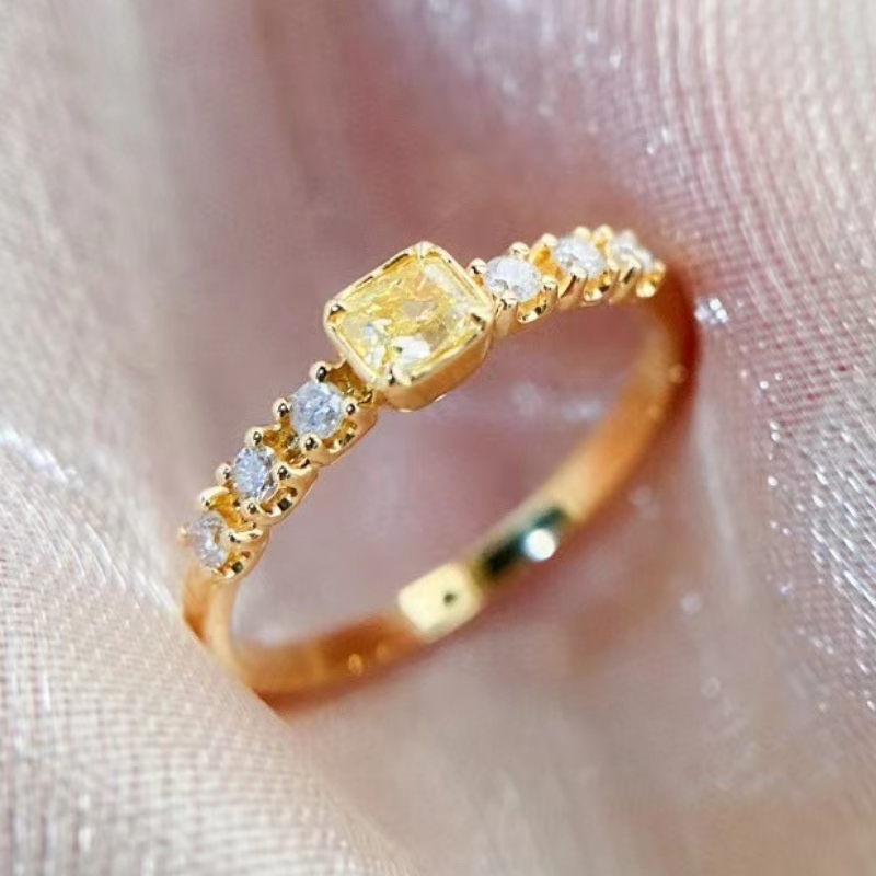 Fashion smykker producent 18k/14k/10k/9k guld enkelt gule diamant sten kvinder guld ringe design