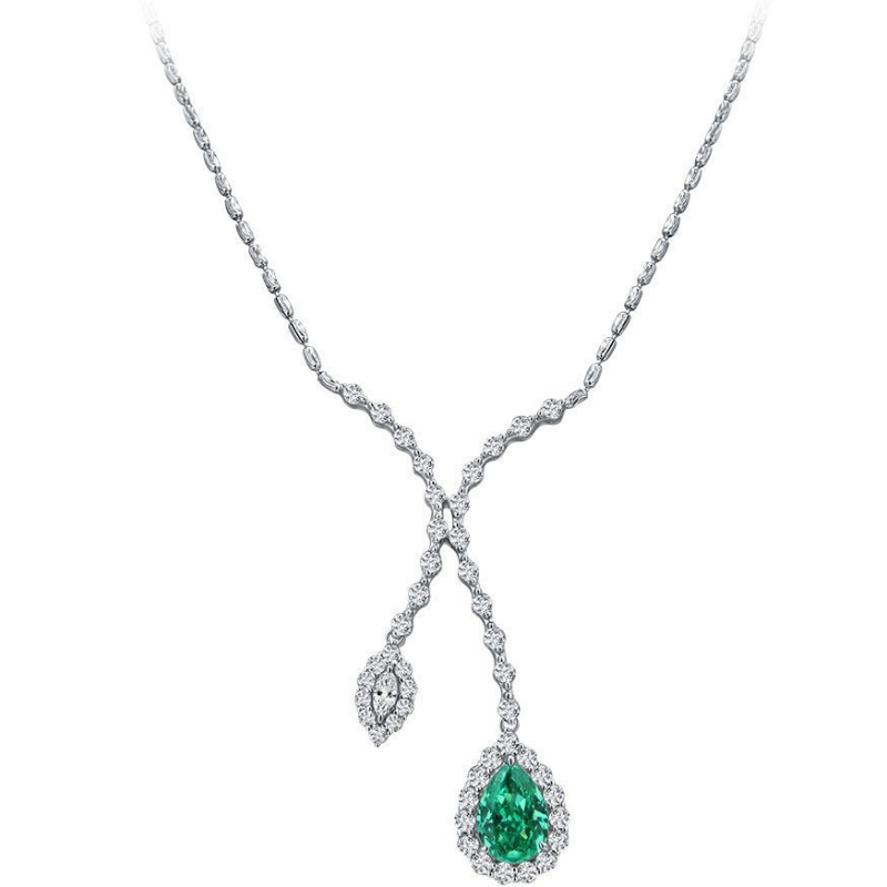 Ny S925 sølv 10ct PA blå drop-formet havfrue halskæde høj kulstof diamant til piger