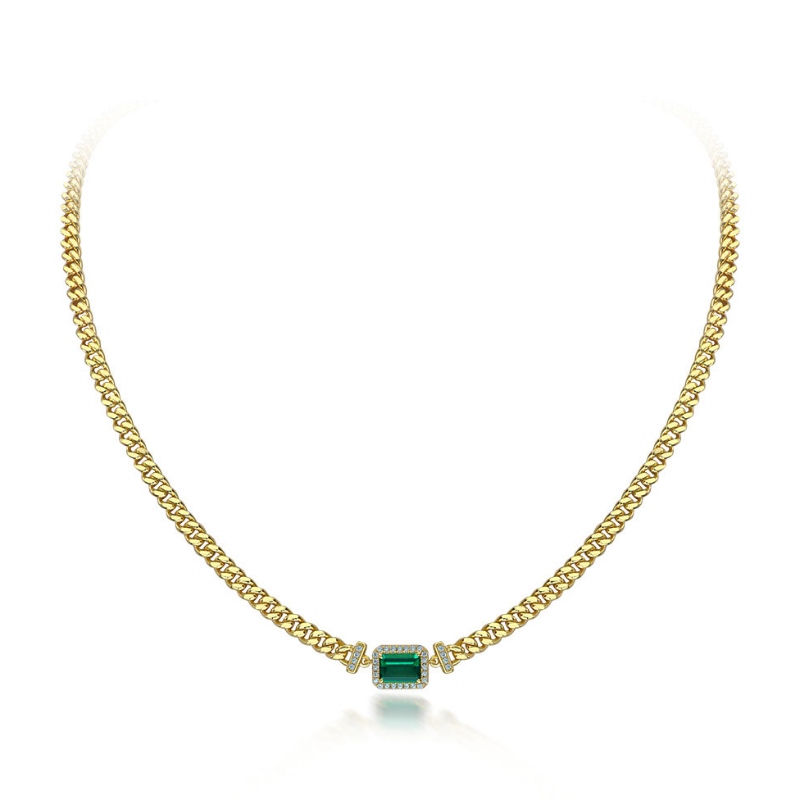 2022 Ny 1ct kultiveret smaragd vedhæng 925 sølv justerbar simpel halskæde